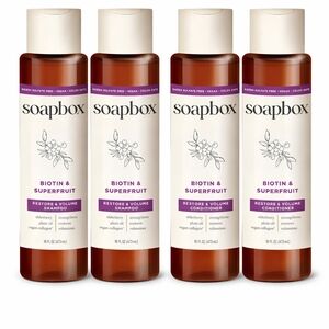 Soapbox Biotin & Superfruit – 2 Shampoo + 2 Conditioner | Vegan & Sulfate Free